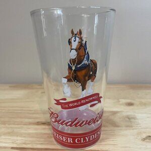 Budweiser Clydesdale Pint Glass 16 oz Clear Beer Glass Horse Logo Never Used
